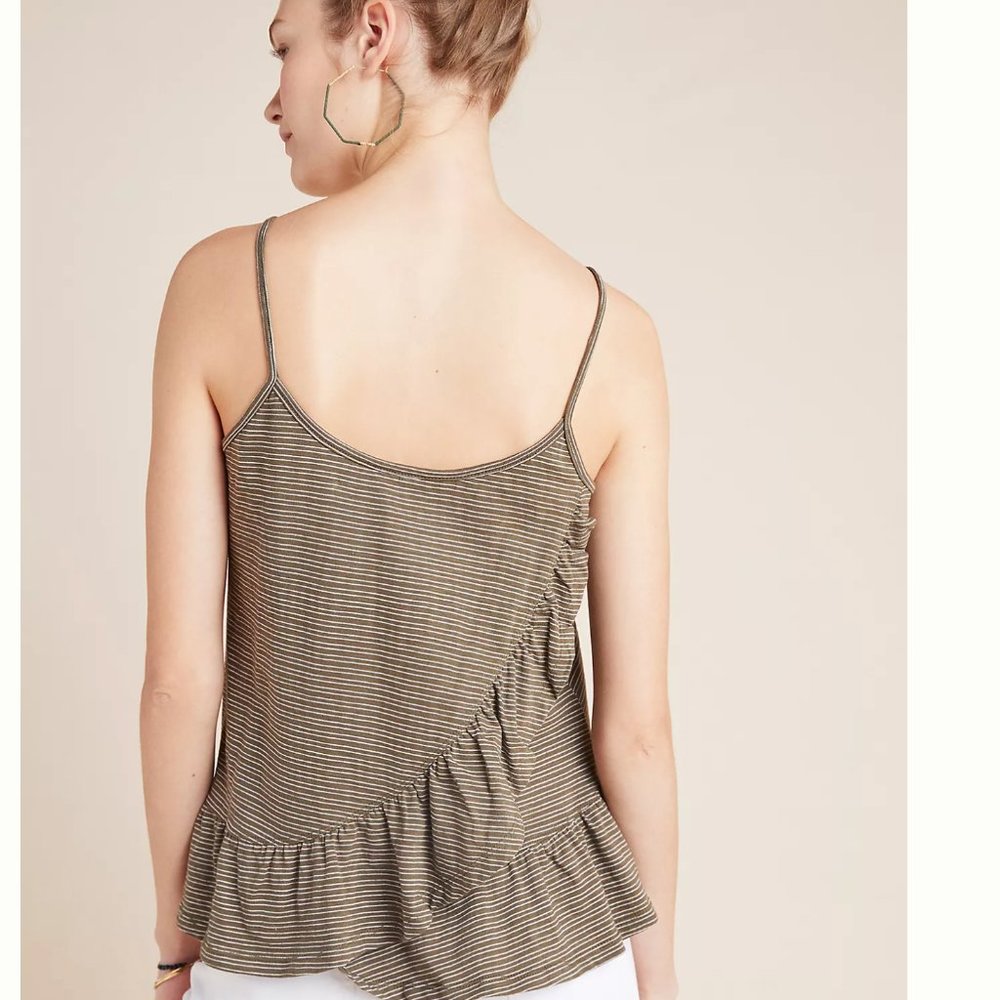 anthro morena peplum top olive green size large - Picture 2 of 6